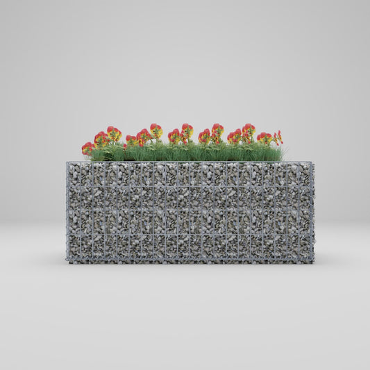 Högbädd, fyrkantig 100 cm x 40 cm x 40 cm (L x H x D), maskstorlek 5 x 10 cm, väggtjocklek 10 cm