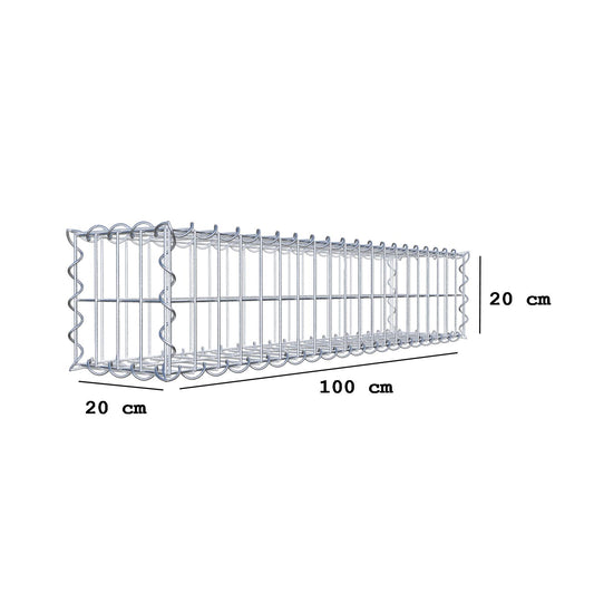 Gabion 100 cm x 20 cm x 20 cm (L x H x D), mesh size 5 cm x 10 cm, spiral