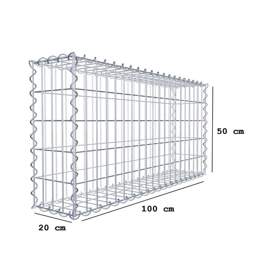 Gabion 100 cm x 50 cm x 20 cm (L x H x P), mailles 5 cm x 10 cm, spirale