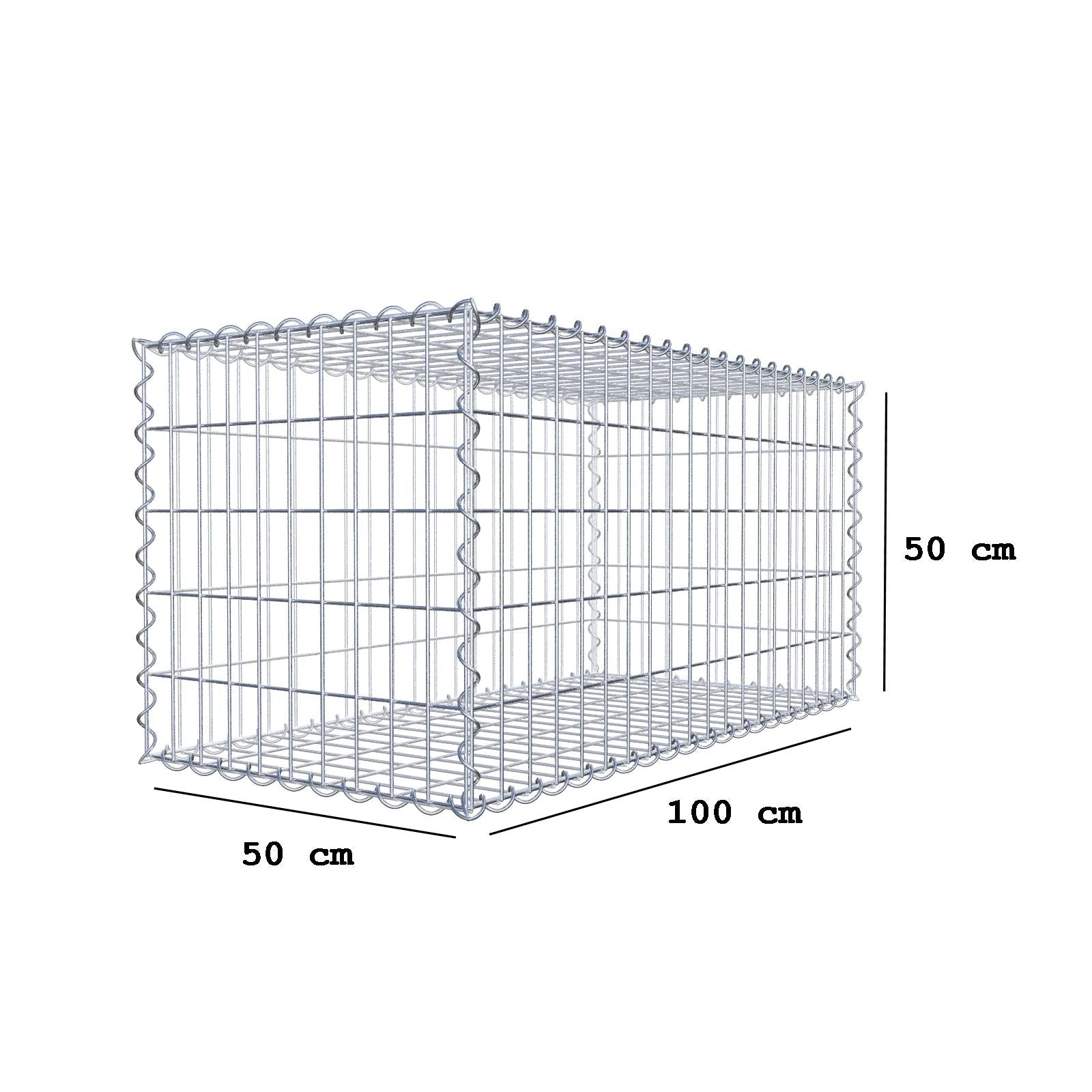 Gabion 100 cm x 50 cm x 50 cm (L x H x D), mesh size 5 cm x 10 cm, spiral