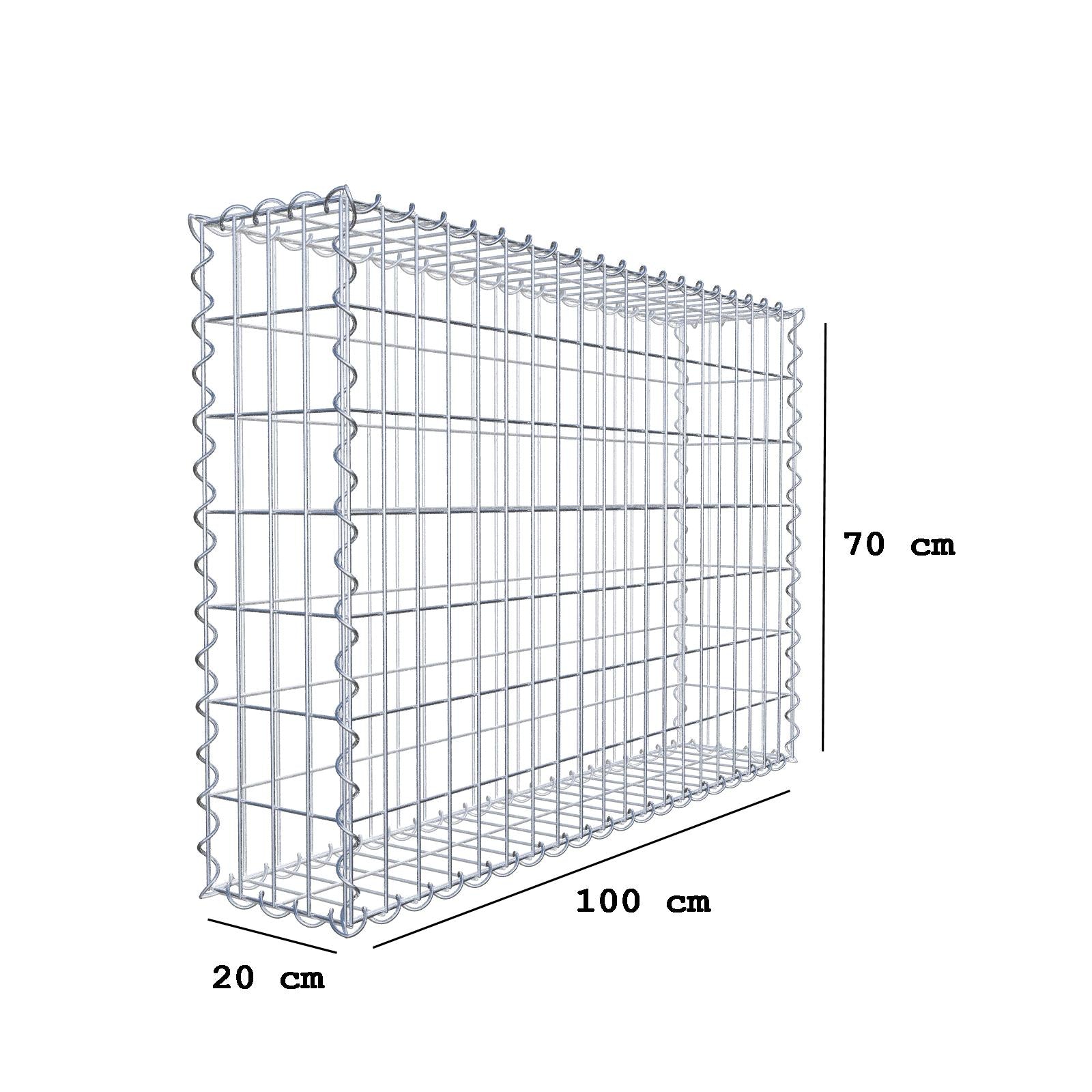Gabione 100 cm x 70 cm x 20 cm (L x H x T), Maschenweite 5 cm x 10 cm, Spirale