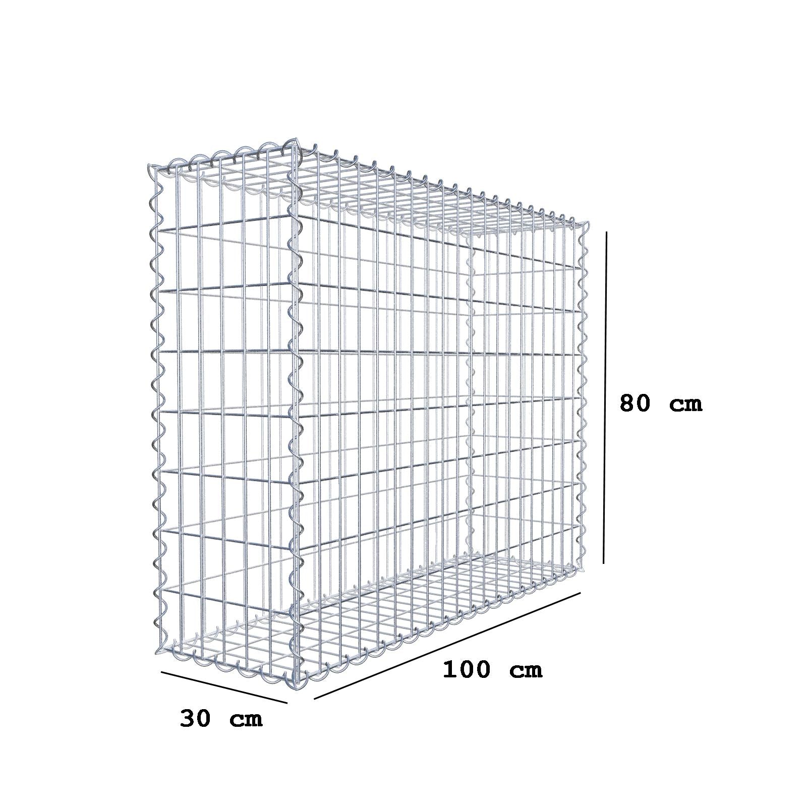 Schanskorf 100 cm x 80 cm x 30 cm (L x H x D), maaswijdte 5 cm x 10 cm, spiraal