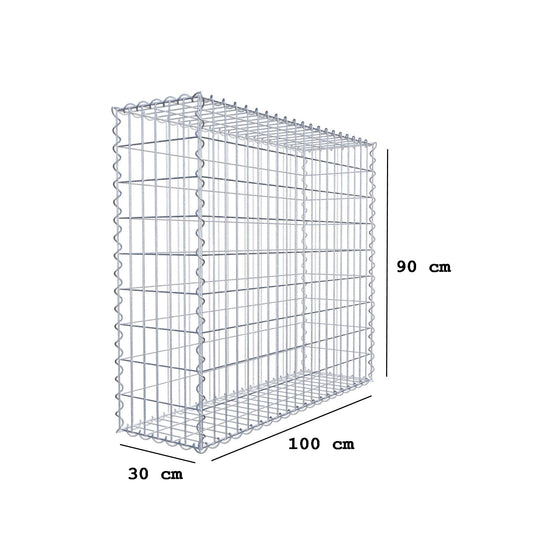 Gabion 100 cm x 90 cm x 30 cm (L x H x D), maskestørrelse 5 cm x 10 cm, spiral