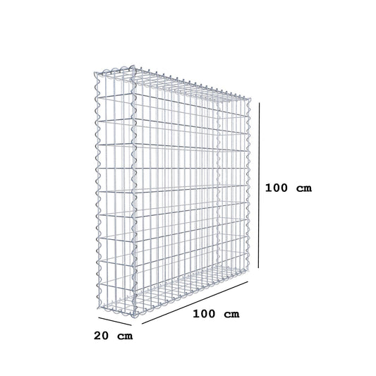 Gabion 100 cm x 100 cm x 20 cm (L x H x D), mesh size 5 cm x 10 cm, spiral