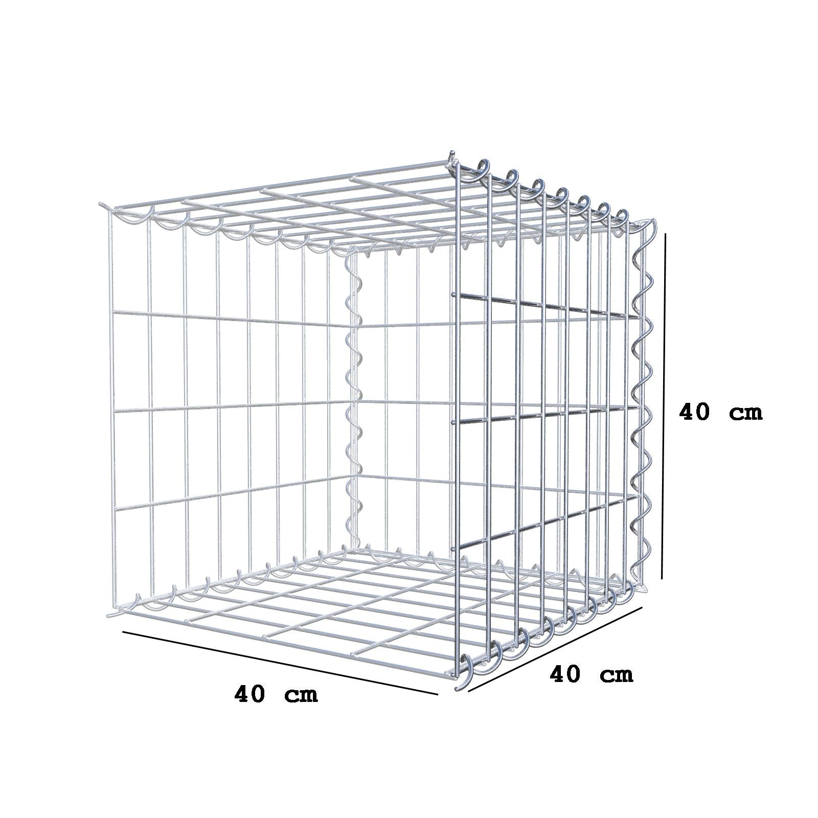 Grown-on gabion type 2 40 cm x 40 cm x 40 cm (L x H x D), mesh size 5 cm x 10 cm, spiral