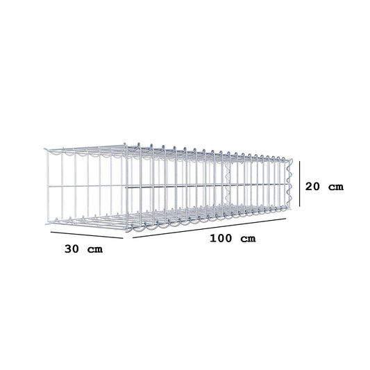 Extra gabion typ 2 100 cm x 20 cm x 30 cm (L x H x D), maskstorlek 5 cm x 10 cm, spiral