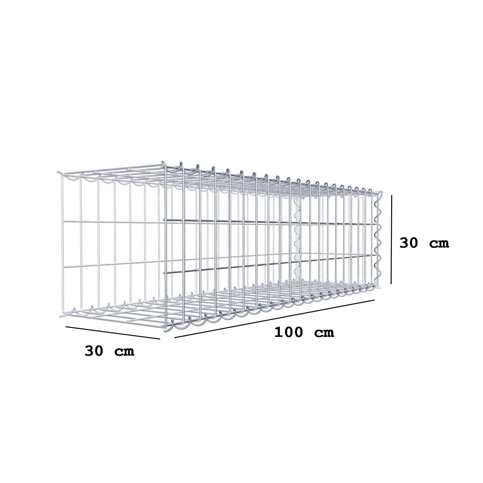 Grown-on gabion type 2 100 cm x 30 cm x 30 cm (L x H x D), mesh size 5 cm x 10 cm, spiral