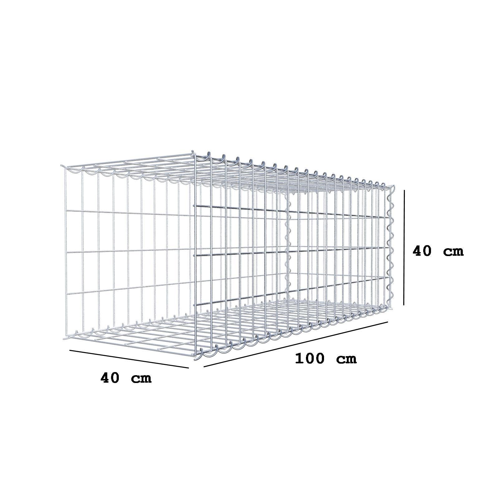 Gavión complementario tipo 2 100 cm x 40 cm x 40 cm (L x A x P), malla 5 cm x 10 cm, espiral