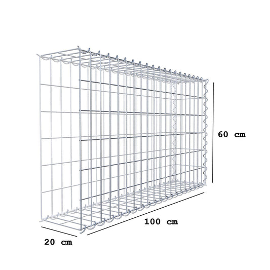 Grown-on gabion type 2 100 cm x 60 cm x 20 cm (L x H x D), mesh size 5 cm x 10 cm, spiral