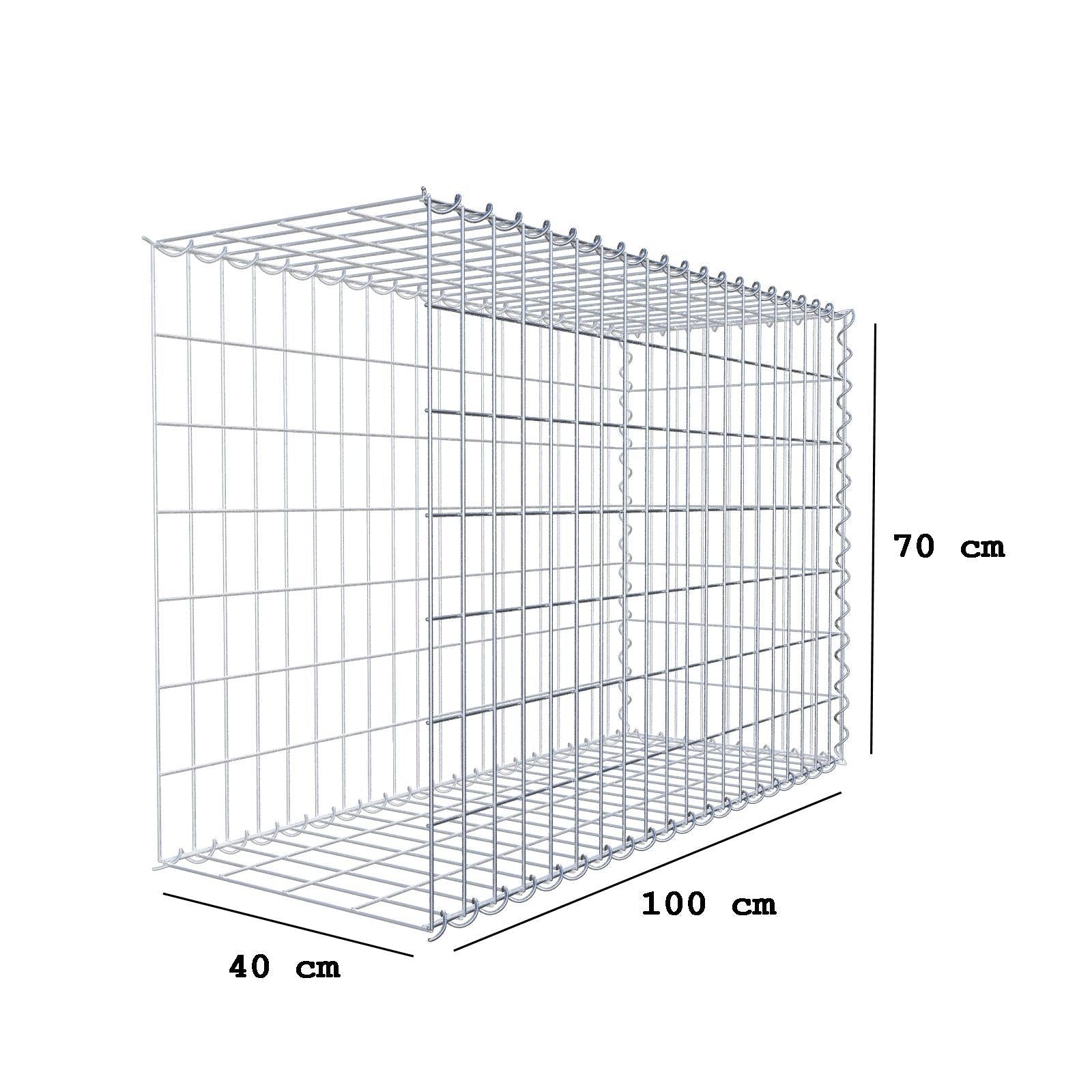 Gabion rapporté type 2 100 cm x 70 cm x 40 cm (L x H x P), mailles 5 cm x 10 cm, spirale