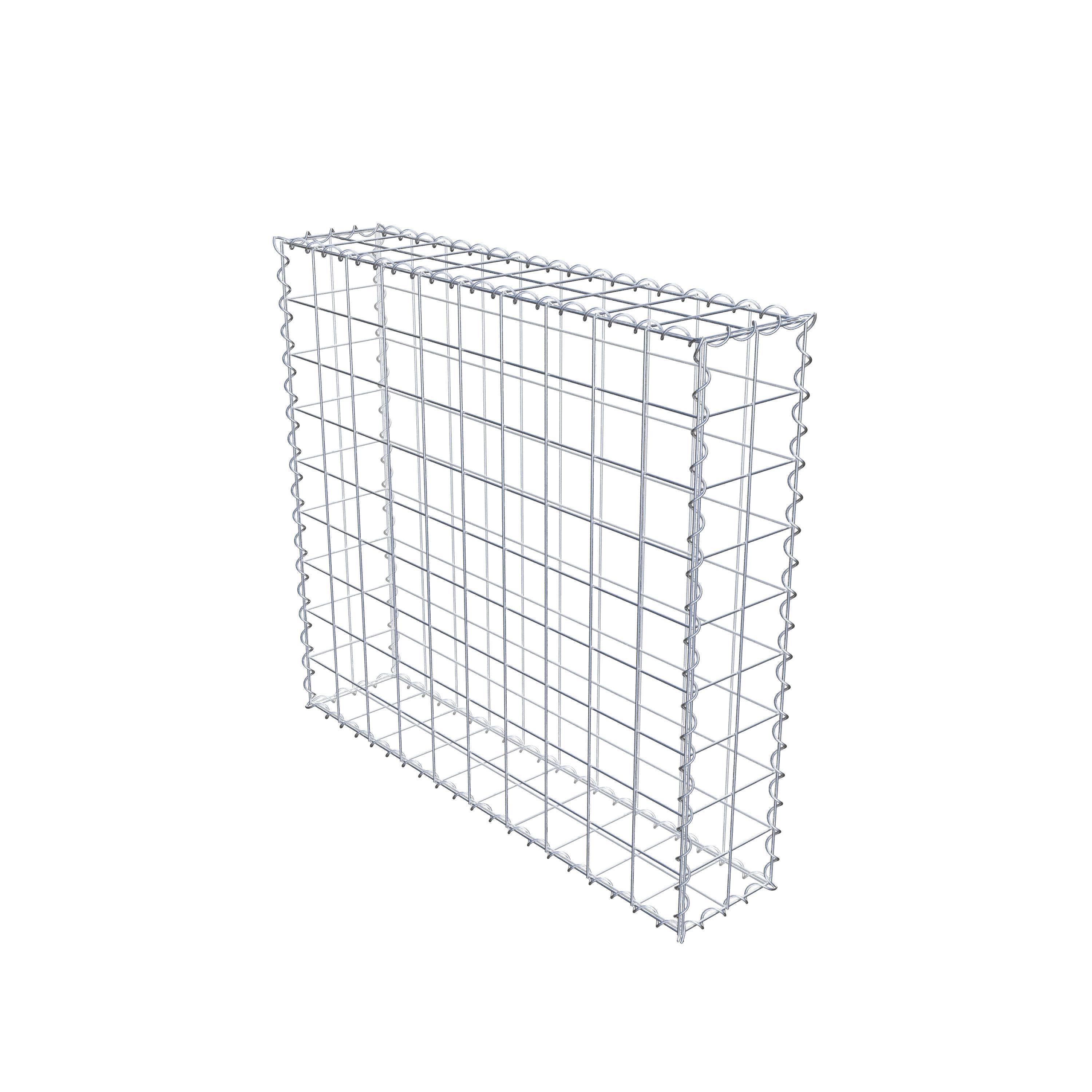 Schanskorf 100 cm x 90 cm x 20 cm (L x H x D), maaswijdte 10 cm x 10 cm, spiraalvormig