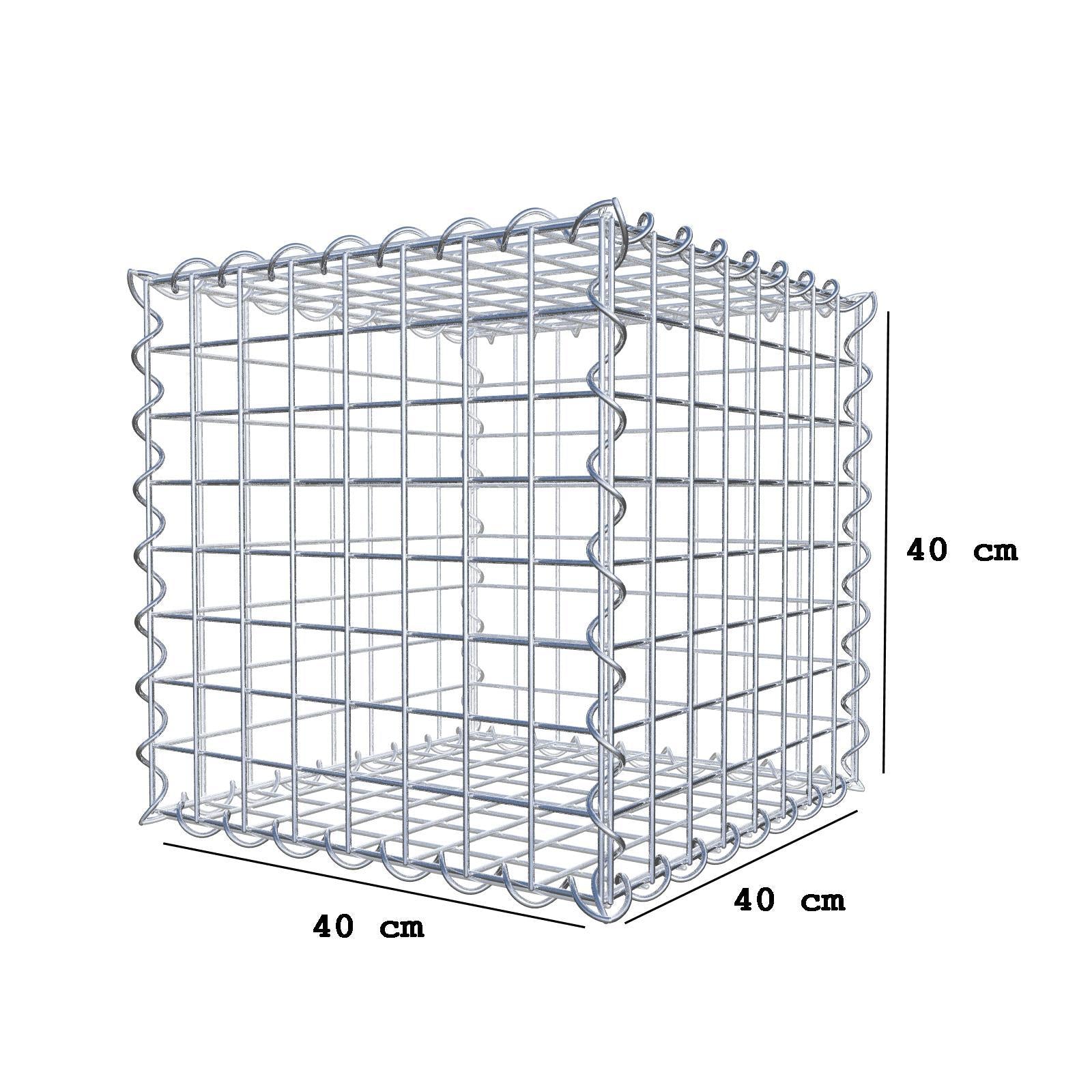 Gabion 40 cm x 40 cm x 40 cm (L x H x D), maskestørrelse 5 cm x 5 cm, spiral