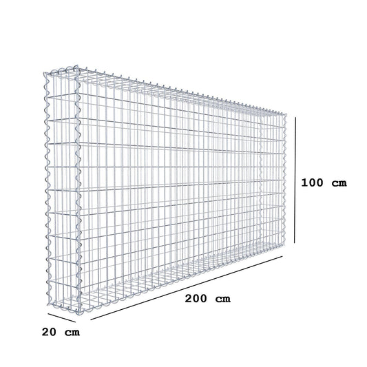 Schanskorf 200 cm x 100 cm x 20 cm (L x H x D), maaswijdte 5 cm x 10 cm, spiraalvormig