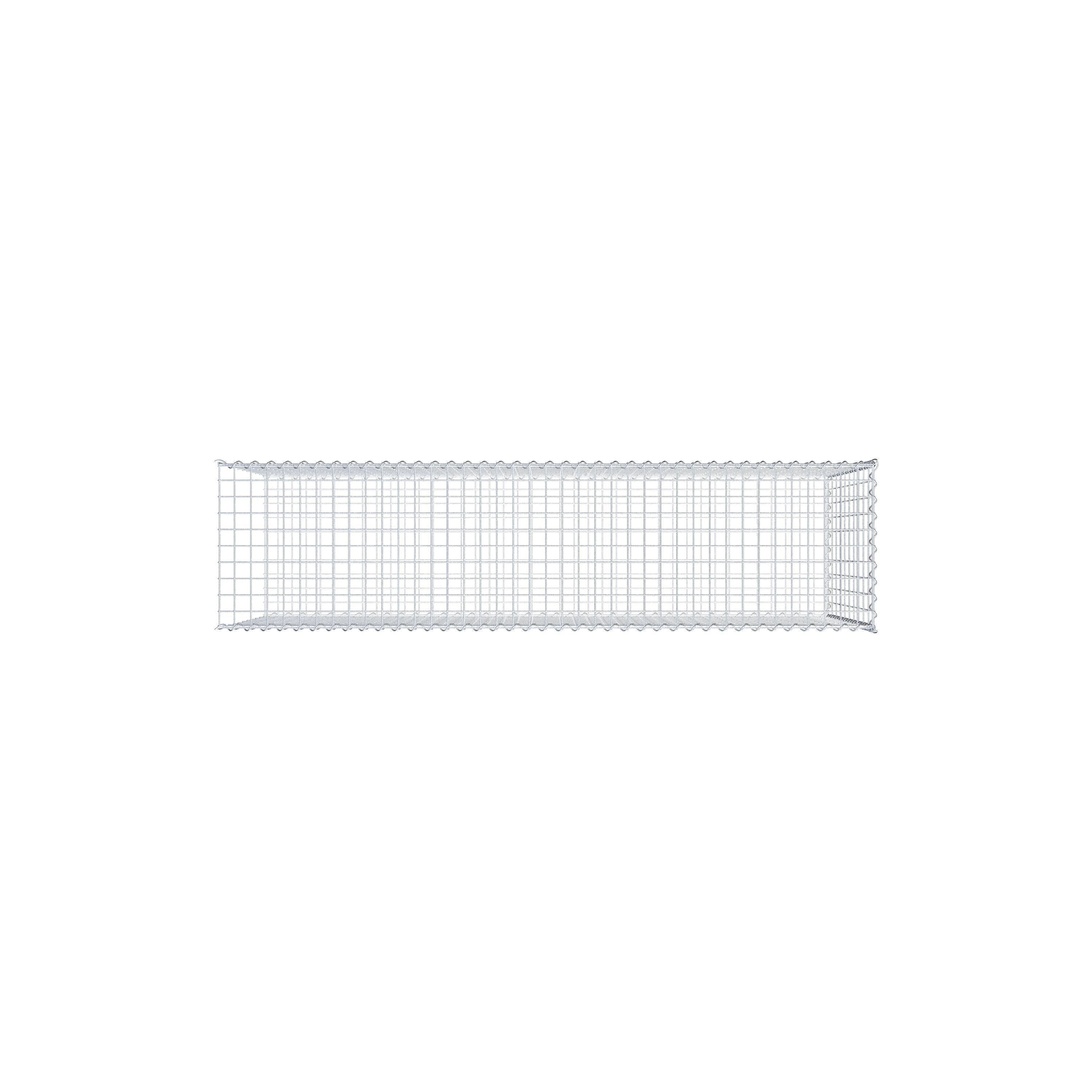 Opbouw schanskorf type 2 200 cm x 100 cm x 50 cm (L x H x D), maaswijdte 5 cm x 10 cm, spiraalvormig