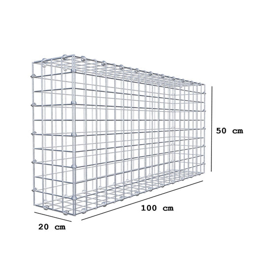 Gabion 100 cm x 50 cm x 20 cm (L x H x P), mailles 5 x 5 cm, anneau en spirale
