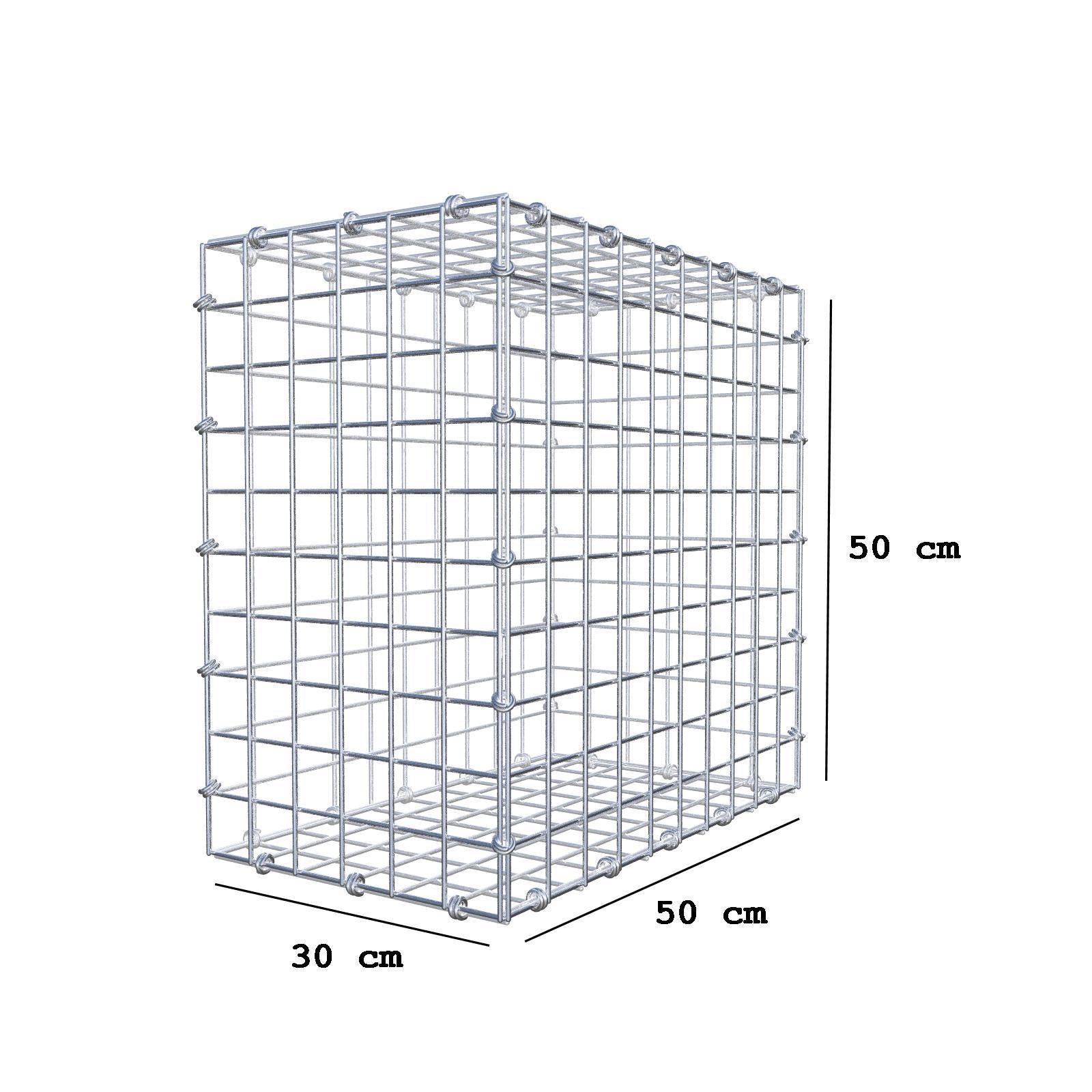 Gabione 50 cm x 50 cm x 30 cm (L x H x T), Maschenweite 5 x 5 cm, Spiralring