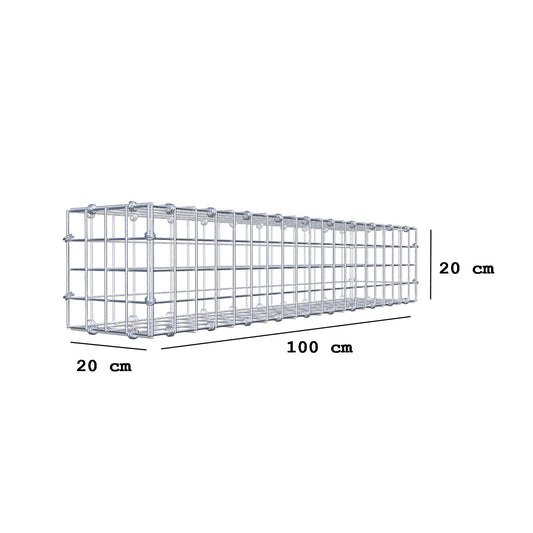 Gabion 100 cm x 20 cm x 20 cm (L x H x D), mesh size 5 x 5 cm, spiral ring