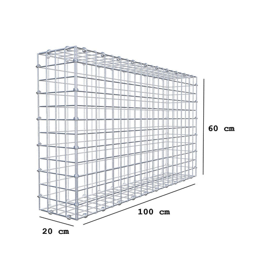 Gabion 100 cm x 60 cm x 20 cm (L x H x D), maskstorlek 5 x 5 cm, spiralring