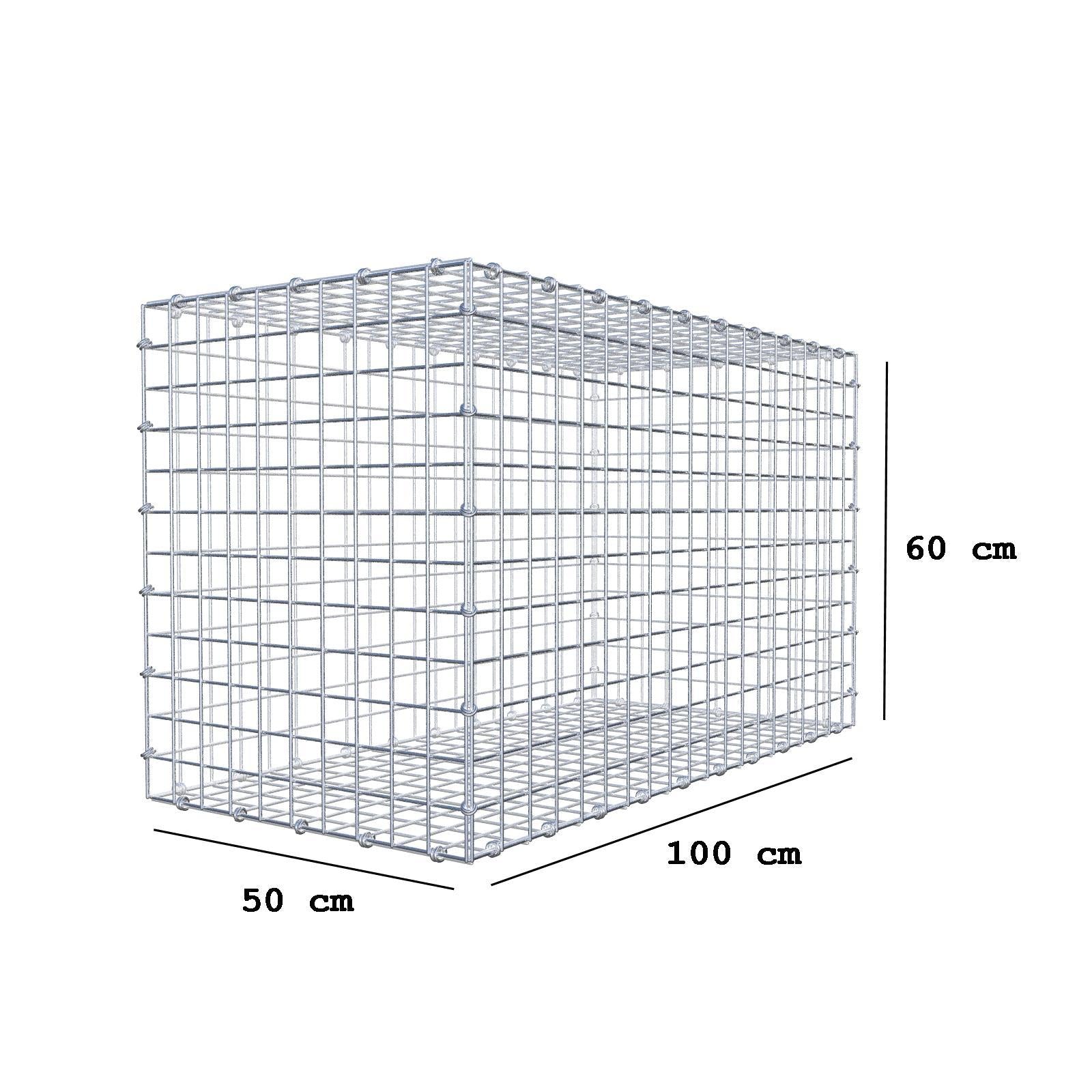 Schanskorf 100 cm x 60 cm x 50 cm (L x H x D), maaswijdte 5 x 5 cm, spiraalring
