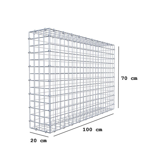 Gabione 100 cm x 70 cm x 20 cm (L x H x T), Maschenweite 5 x 5 cm, Spiralring