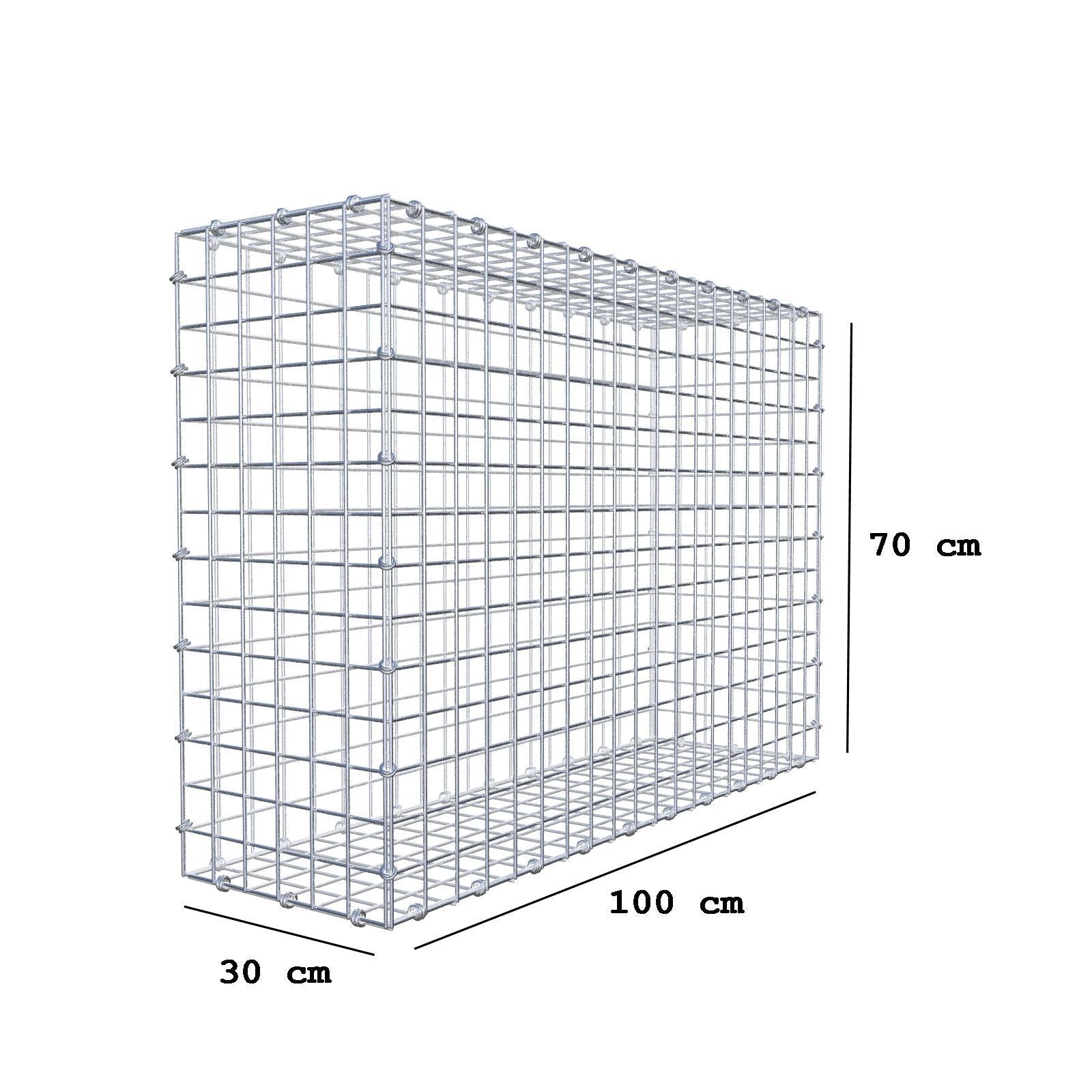 Gabione 100 cm x 70 cm x 30 cm (L x H x T), Maschenweite 5 x 5 cm, Spiralring