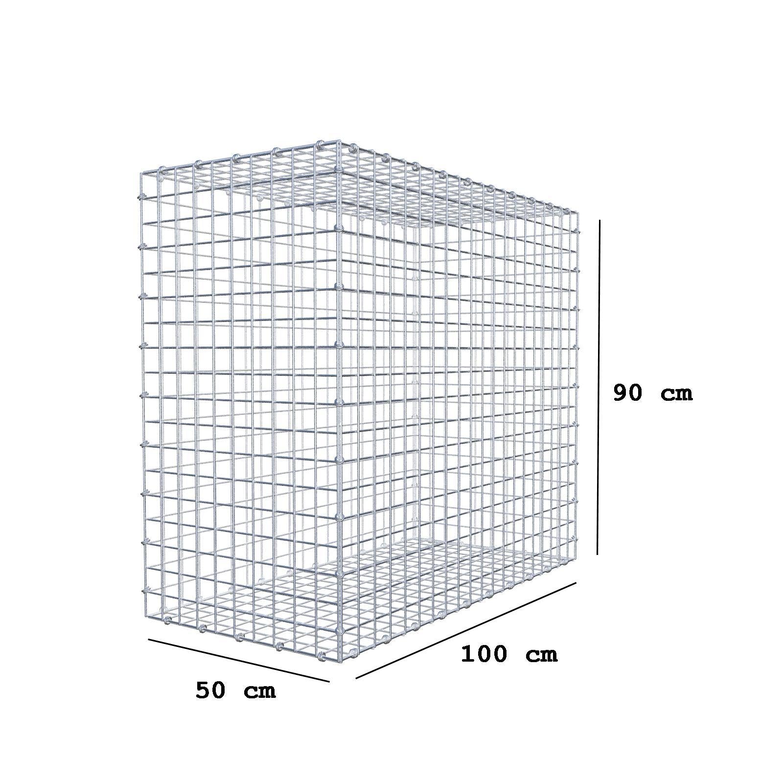 Gabbione 100 cm x 90 cm x 50 cm (L x H x P), maglia 5 x 5 cm, anello a spirale