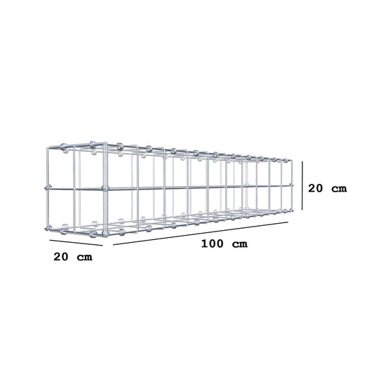 Gabion 100 cm x 20 cm x 20 cm (L x H x D), mesh size 10 x 10 cm, spiral ring