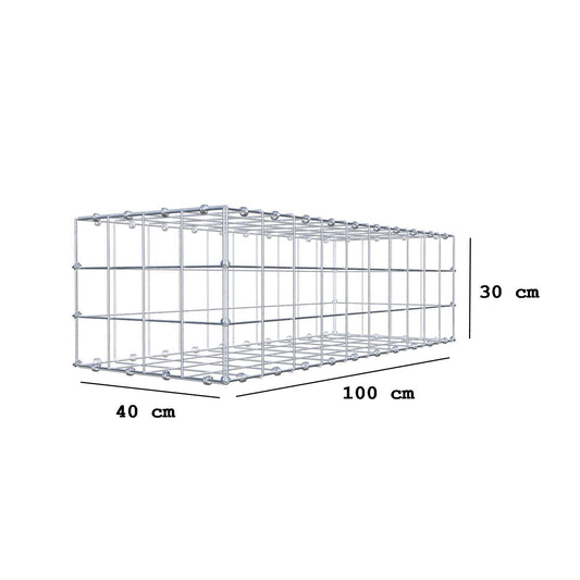 Gabion 100 cm x 30 cm x 40 cm (L x H x D), mesh size 10 x 10 cm, spiral ring