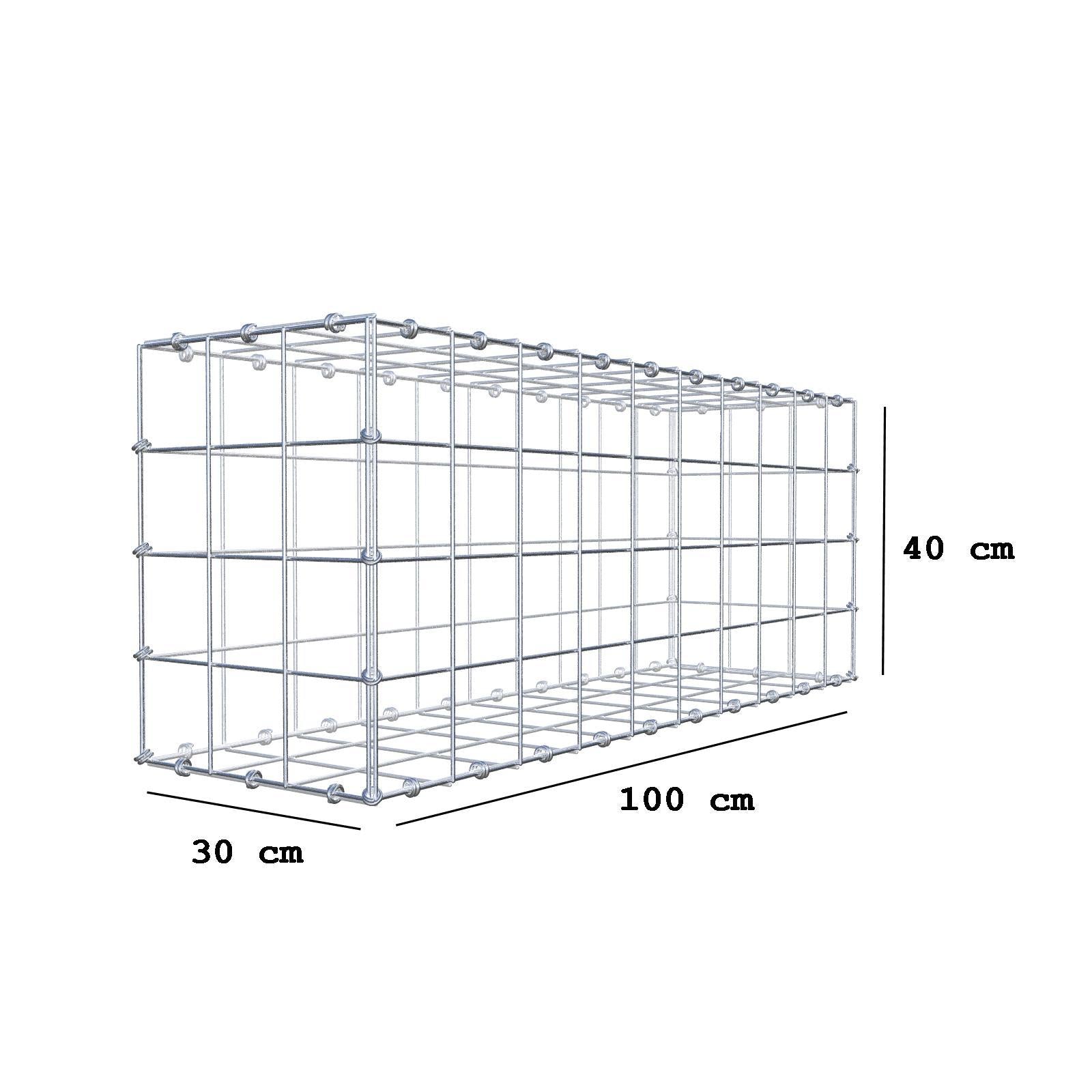Gabion 100 cm x 40 cm x 30 cm (L x H x P), mailles 10 x 10 cm, anneau en spirale
