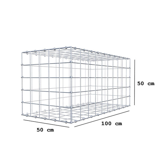 Gabion 100 cm x 50 cm x 50 cm (L x H x D), maskstorlek 10 x 10 cm, spiralring