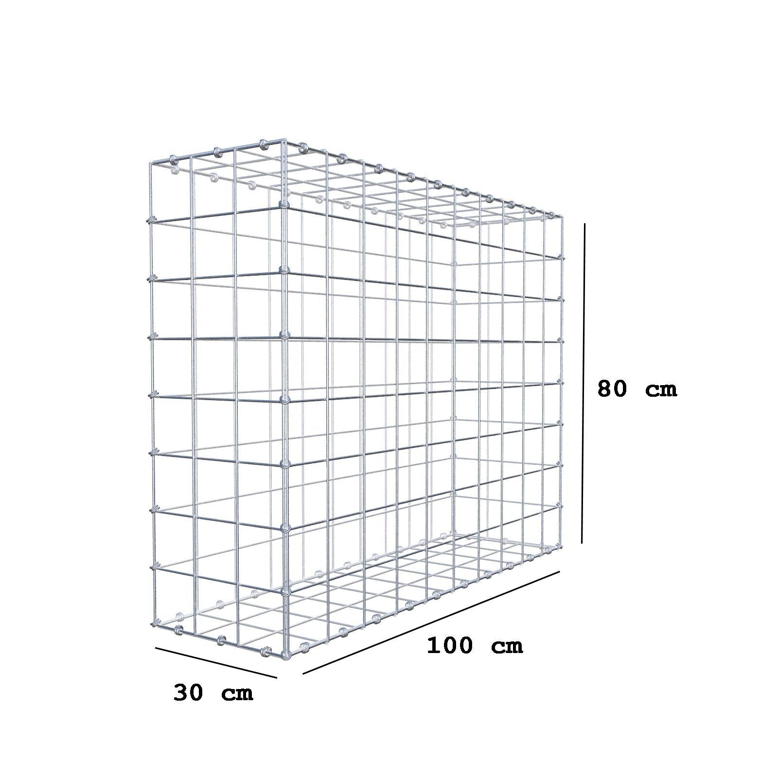 Gabion 100 cm x 80 cm x 30 cm (L x H x D), mesh size 10 x 10 cm, spiral ring