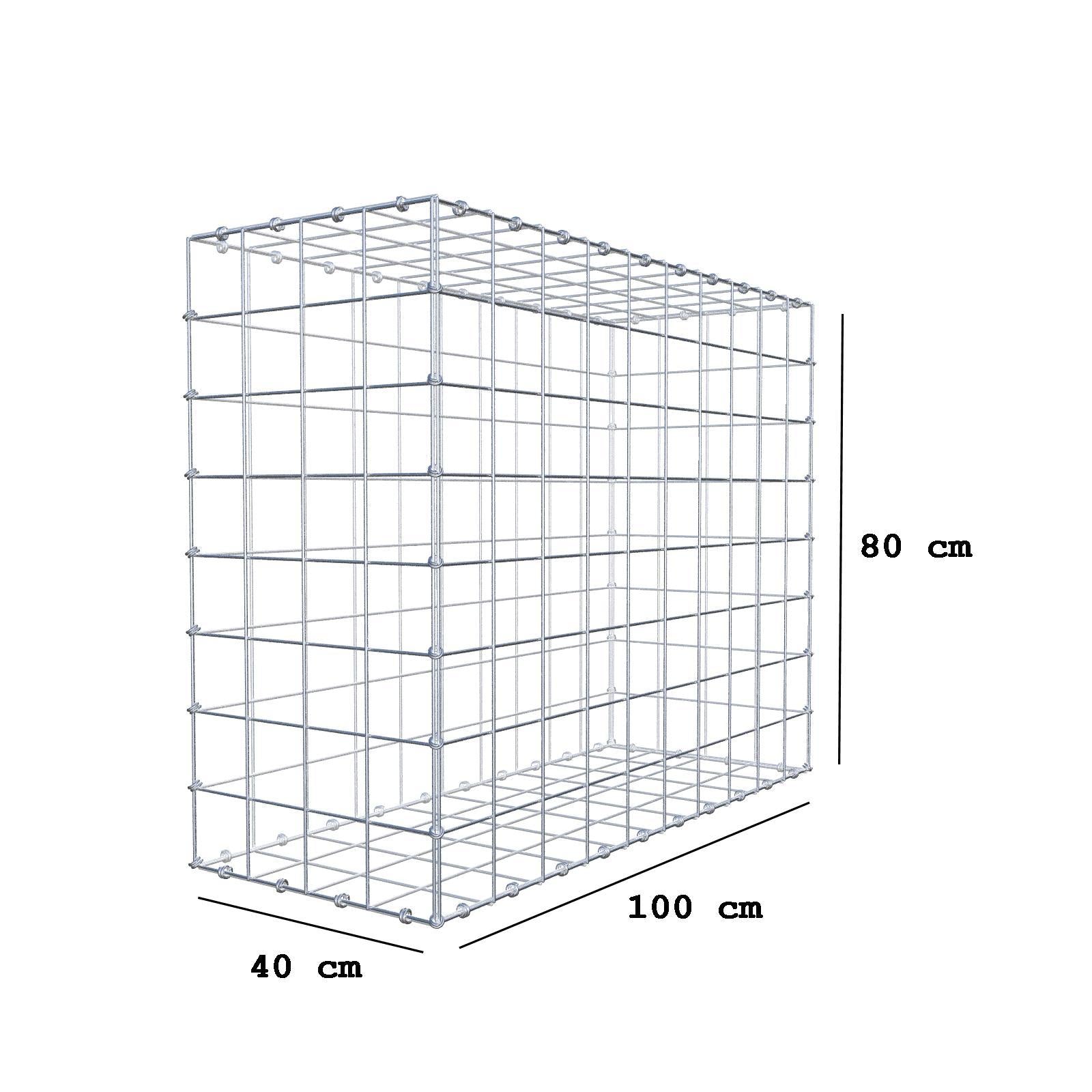 Gabion 100 cm x 80 cm x 40 cm (L x H x P), mailles 10 x 10 cm, anneau en spirale