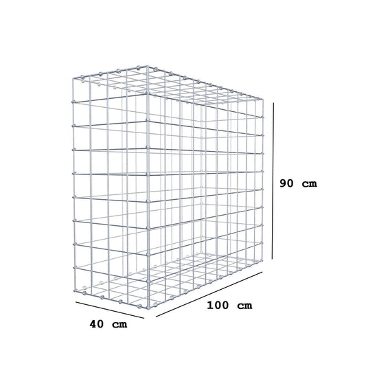 Gabion 100 cm x 90 cm x 40 cm (L x H x D), maskestørrelse 10 x 10 cm, spiralring