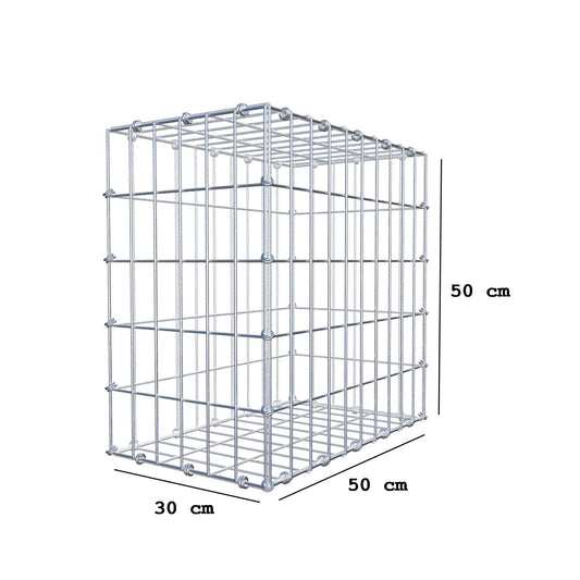 Gabion 50 cm x 50 cm x 30 cm (L x H x D), maskstorlek 5 x 10 cm, spiralring