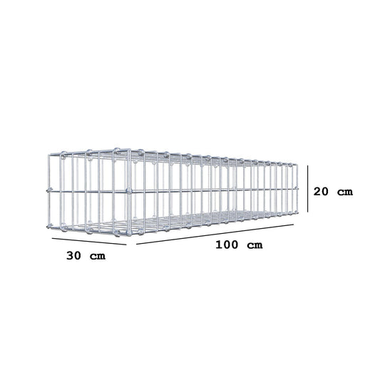 Gabbione 100 cm x 20 cm x 30 cm (L x H x P), maglia 5 x 10 cm, anello a spirale