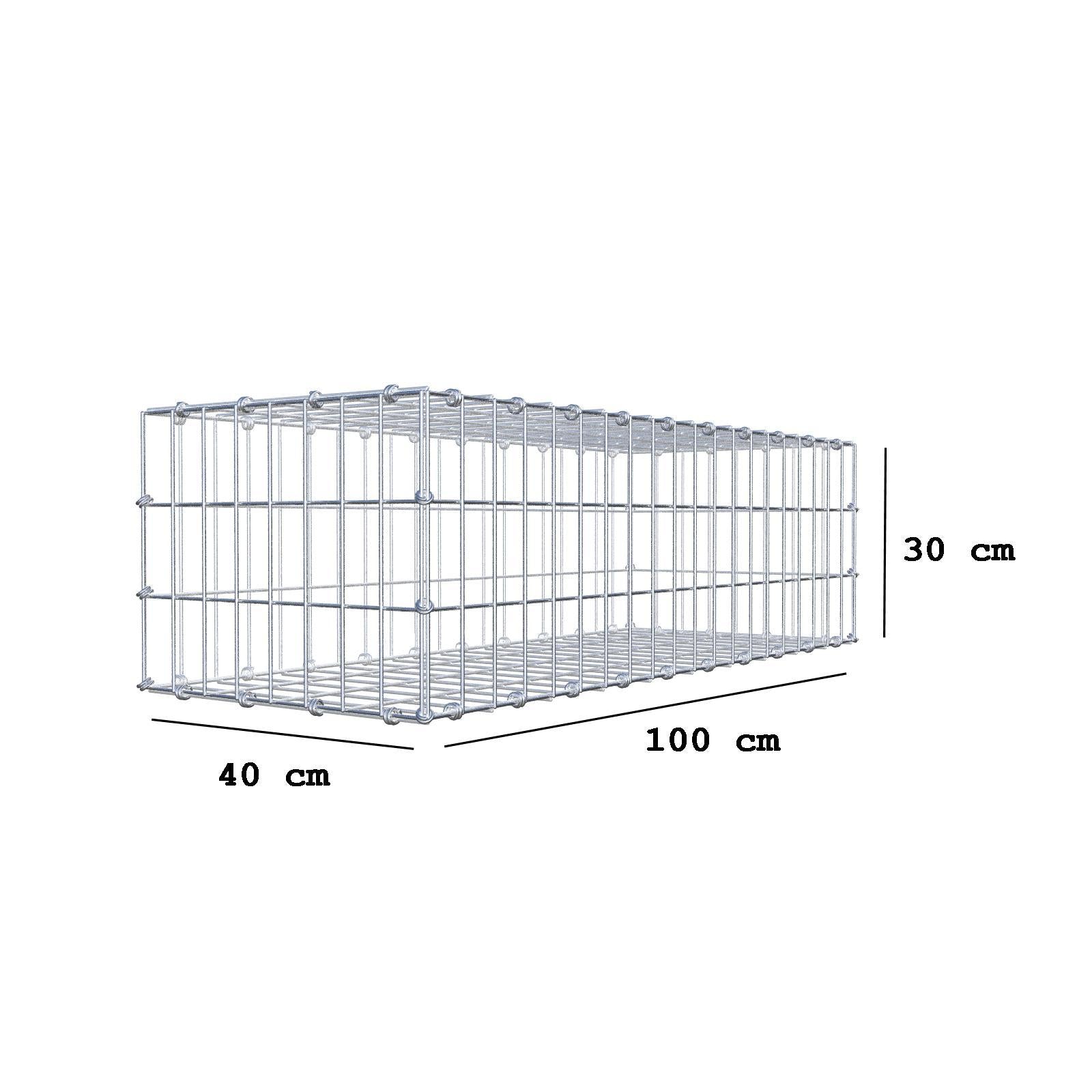 Gabion 100 cm x 30 cm x 40 cm (L x H x D), mesh size 5 x 10 cm, spiral ring