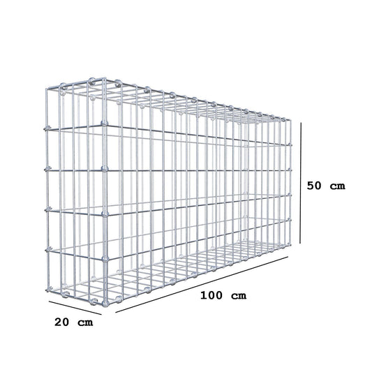 Gabion 100 cm x 50 cm x 20 cm (L x H x P), mailles 5 x 10 cm, anneau en spirale