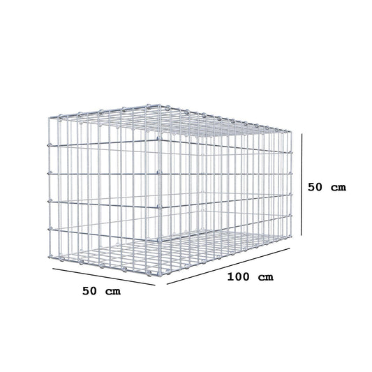 Gabion 100 cm x 50 cm x 50 cm (L x H x D), maskstorlek 5 x 10 cm, spiralring