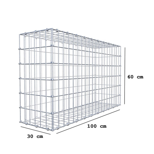 Gabion 100 cm x 60 cm x 30 cm (L x H x D), maskstorlek 5 x 10 cm, spiralring