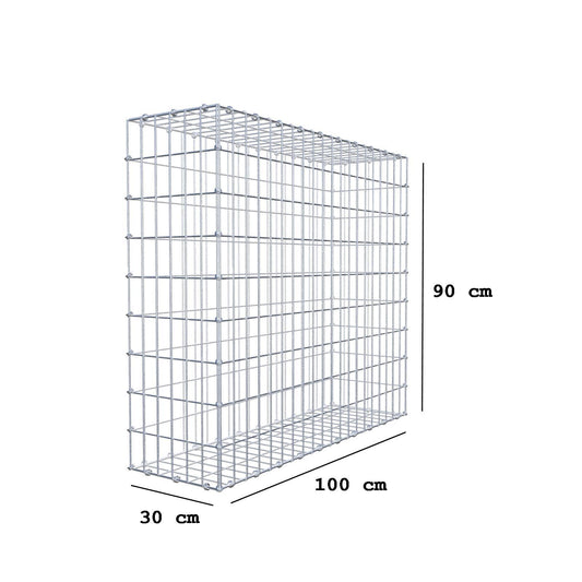 Gabion 100 cm x 90 cm x 30 cm (L x H x D), maskestørrelse 5 x 10 cm, spiralring