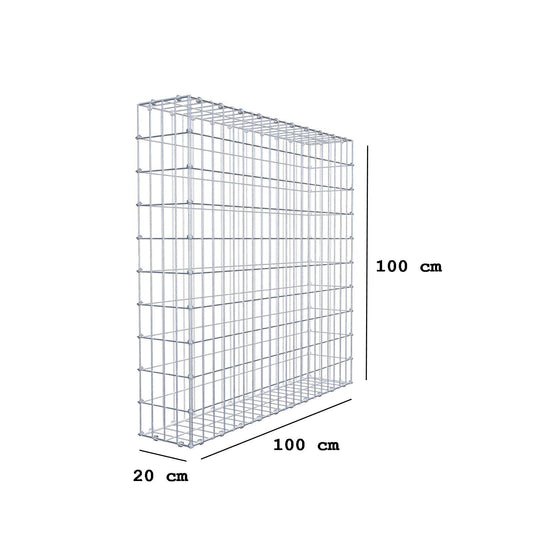 Gabion 100 cm x 100 cm x 20 cm (L x H x D), mesh size 5 x 10 cm, spiral ring