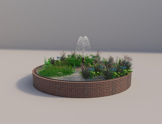 Gabion bassin surélevé rond, diamètre extérieur 382 cm, hauteur 50 cm, mailles 5 x 5 cm, épaisseur de paroi 15 cm