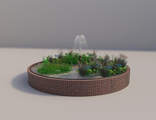 Gabion bassin surélevé rond, diamètre extérieur 412 cm, hauteur 50 cm, mailles 5 x 5 cm, épaisseur de paroi 15 cm