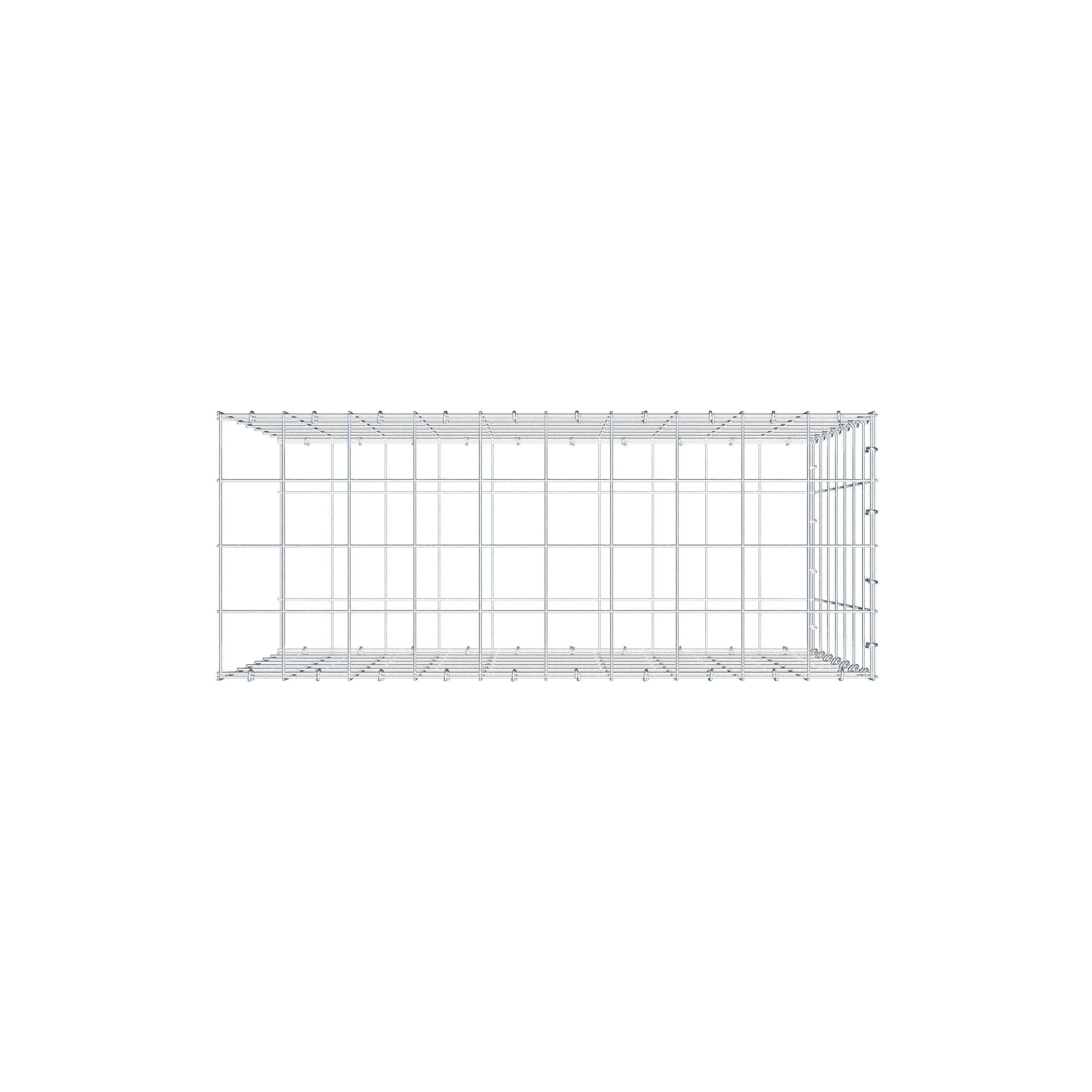 Mounted gabion type 2 100 cm x 70 cm x 40 cm (L x H x D), mesh size 10 cm x 10 cm, C-ring