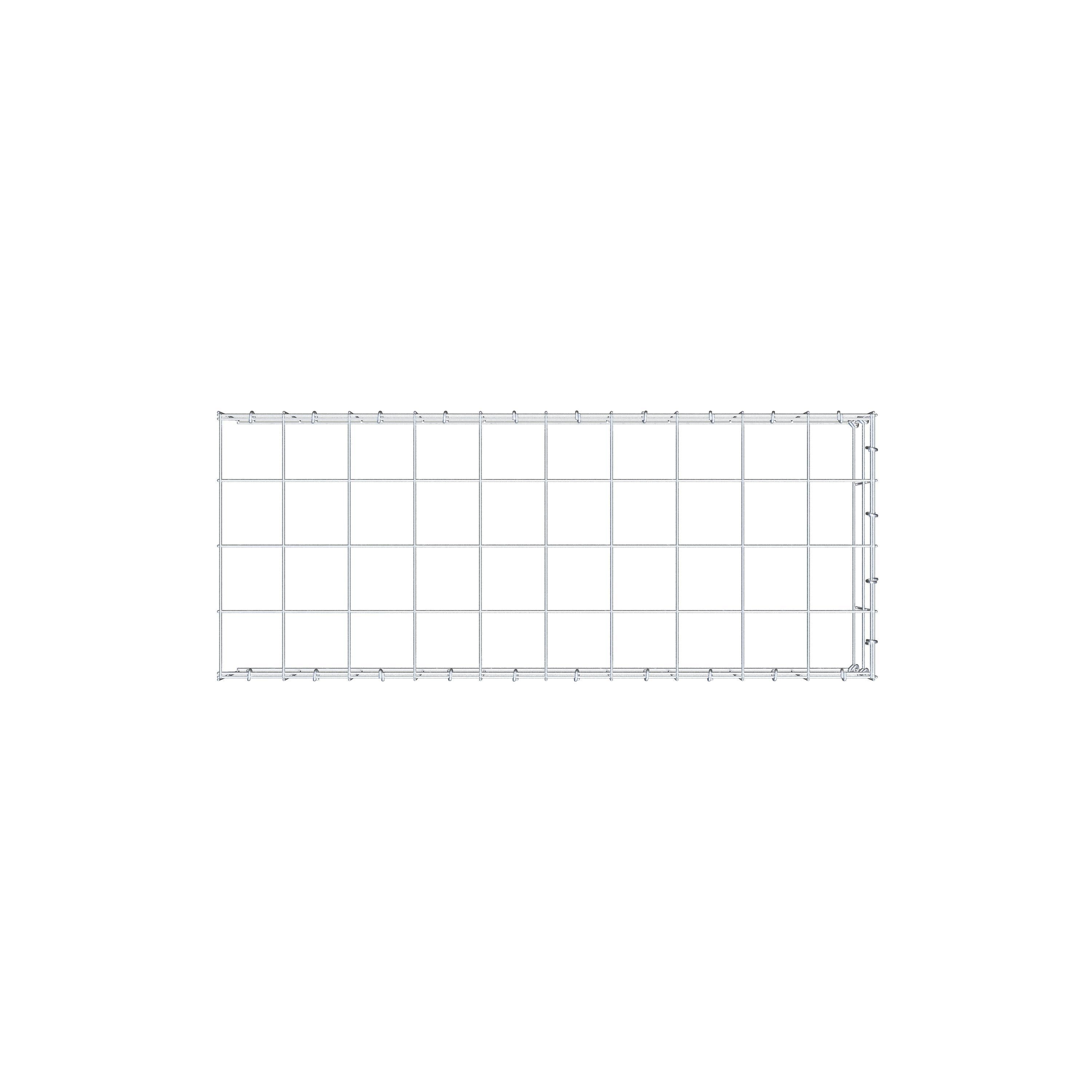Type 4 oplegkorf 100 cm x 20 cm x 40 cm (L x H x D), maaswijdte 10 cm x 10 cm, C-ring