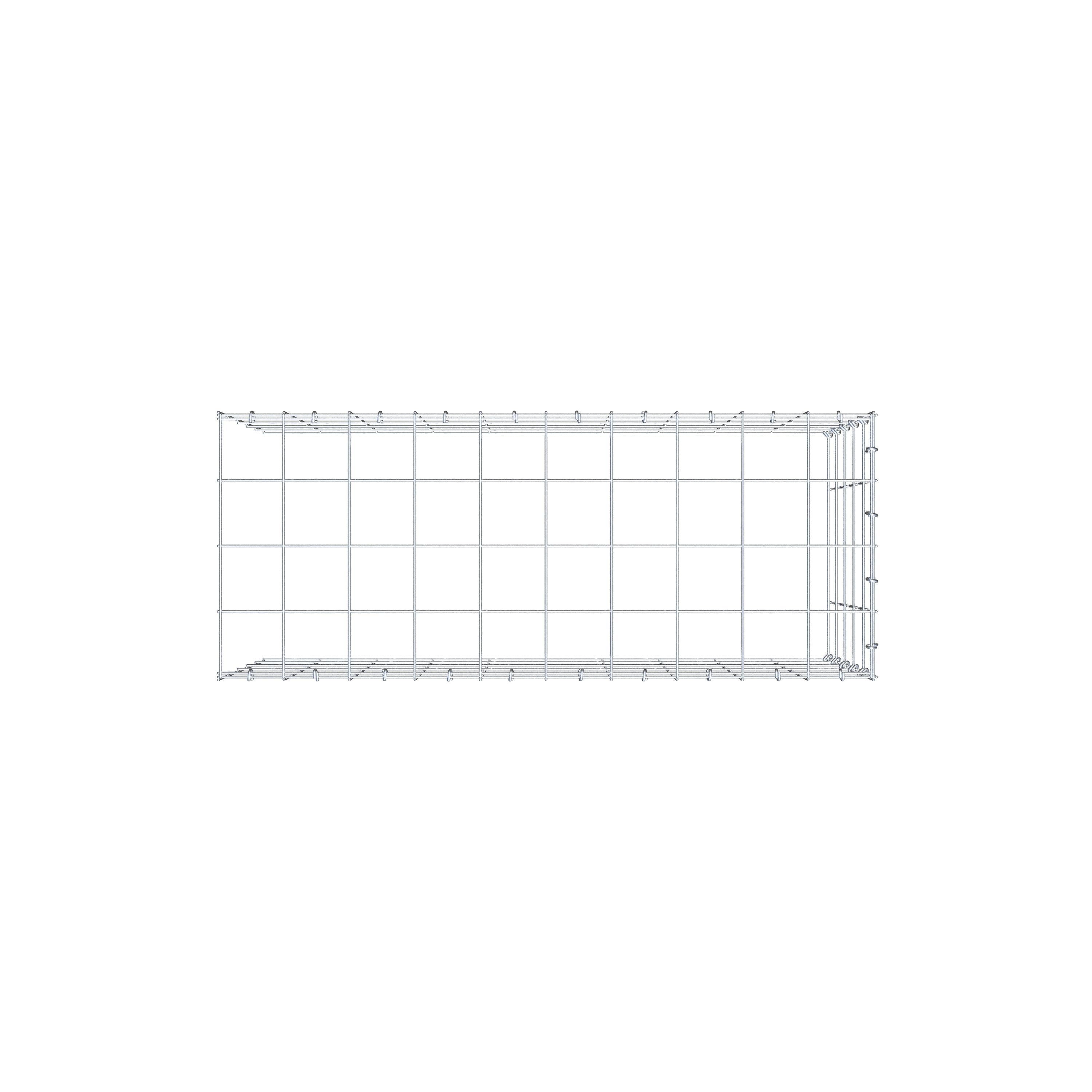 Monteret gabion type 4 100 cm x 50 cm x 40 cm (L x H x D), maskestørrelse 10 cm x 10 cm, C-ring