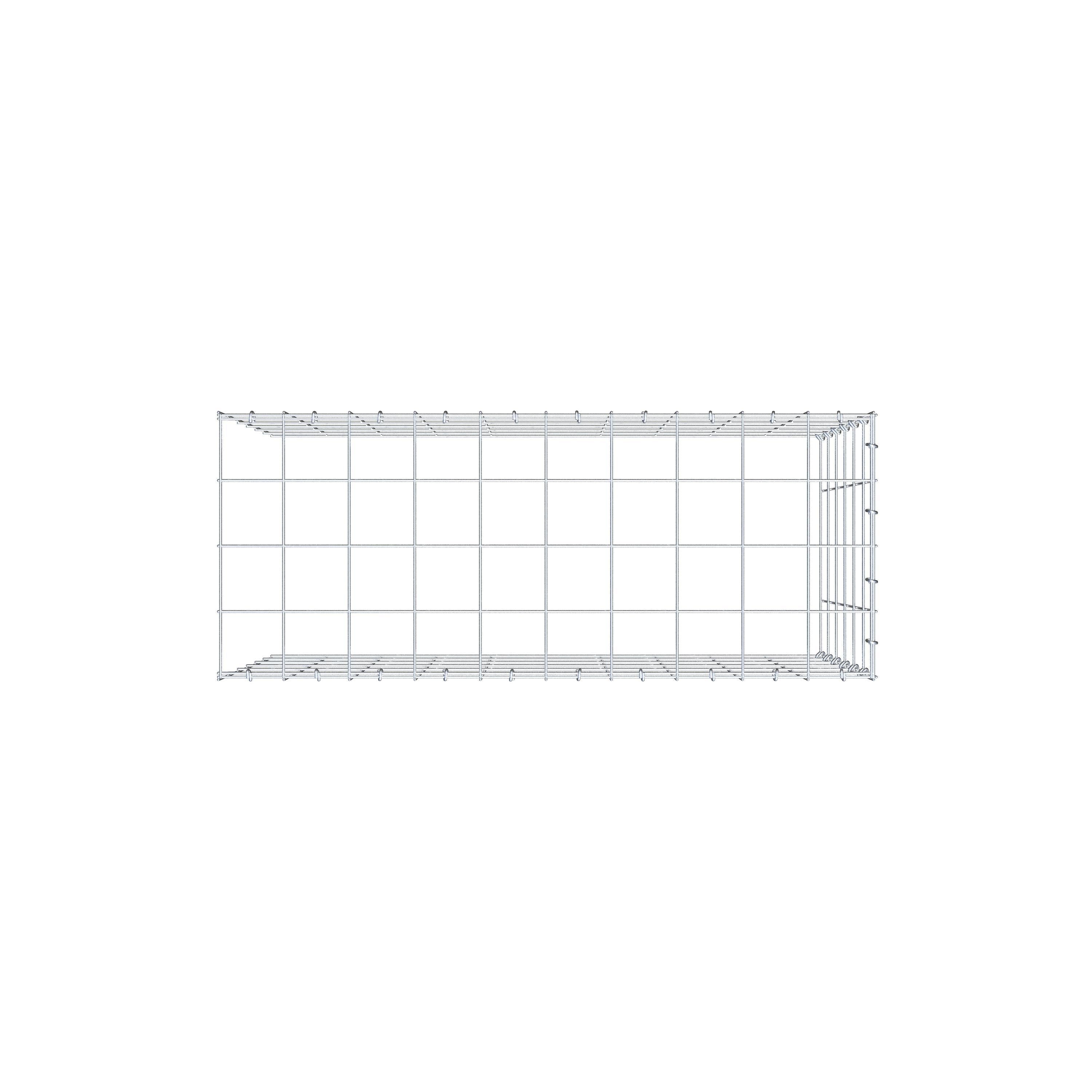 Fourche rapportée type 4 100 cm x 60 cm x 40 cm (L x H x P), mailles 10 cm x 10 cm, anneau en C