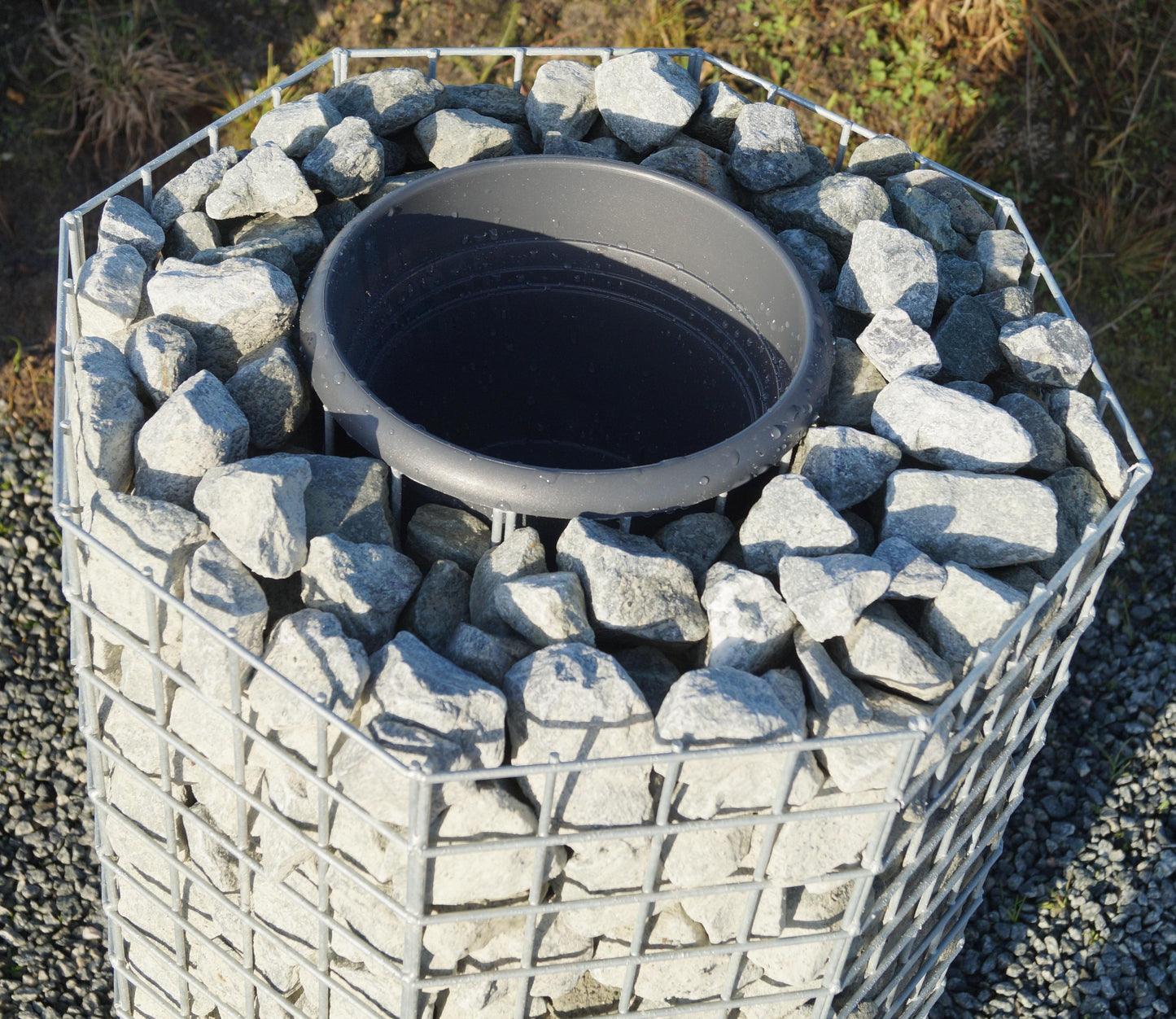 Columna de flor octogonal, altura 82 cm, MW 5 x 5 cm, galvanizada en caliente incl. maceta