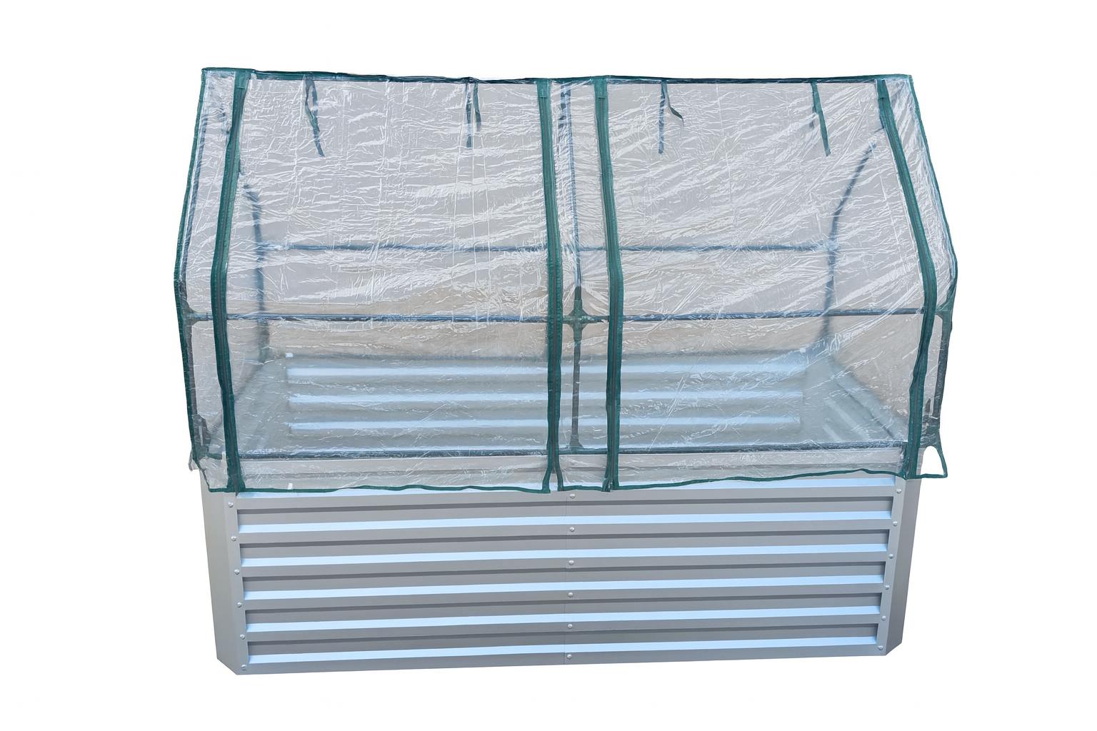 Lecho elevado de chapa galvanizada con tapa - Dimensiones sin tapa: 184 x 60 x 90 cm (L x A x P, dimensiones de plantación)