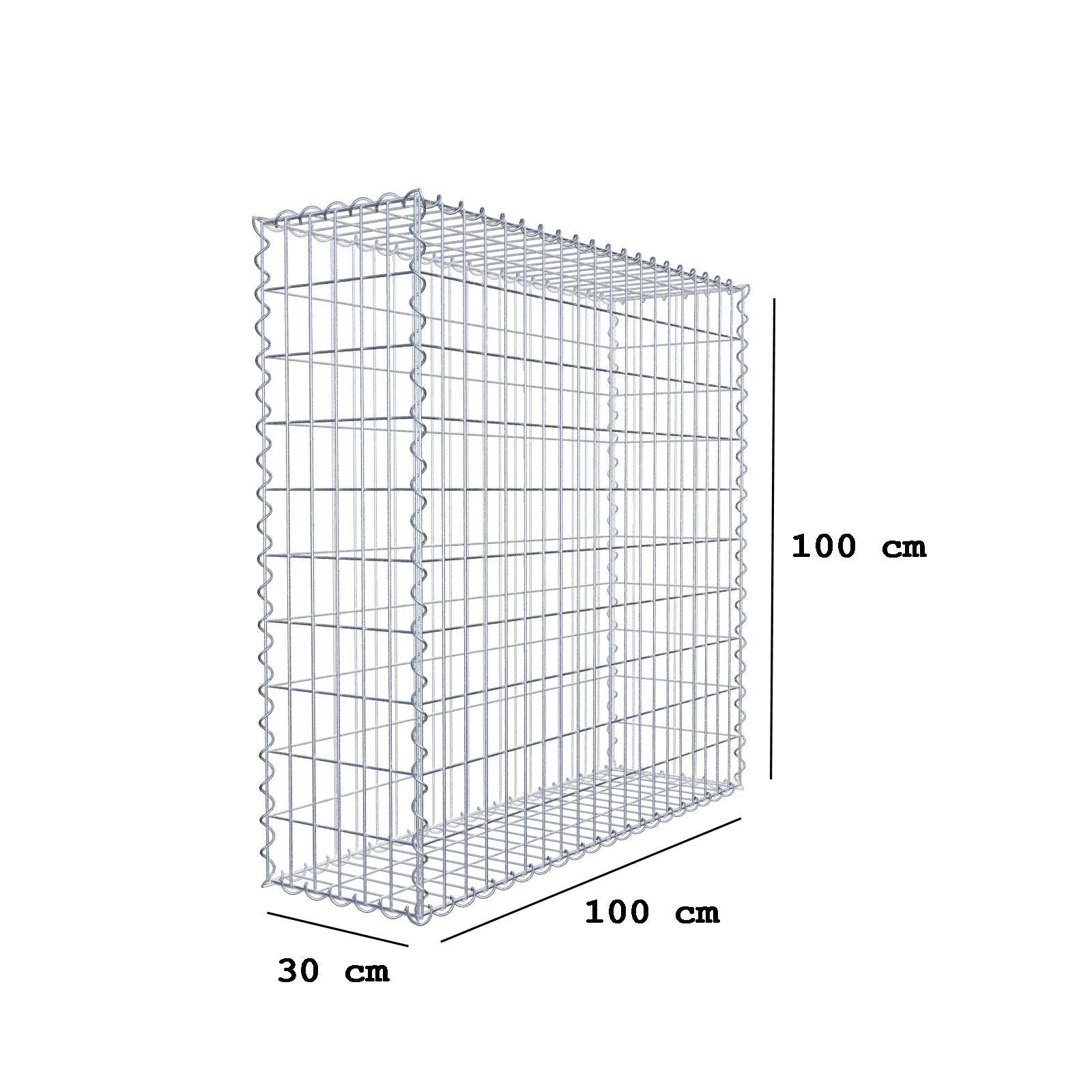 Set di 2 gabbioni 100 cm x 100 cm x 30 cm (L x A x P), maglia 5 x 10 cm, spirale